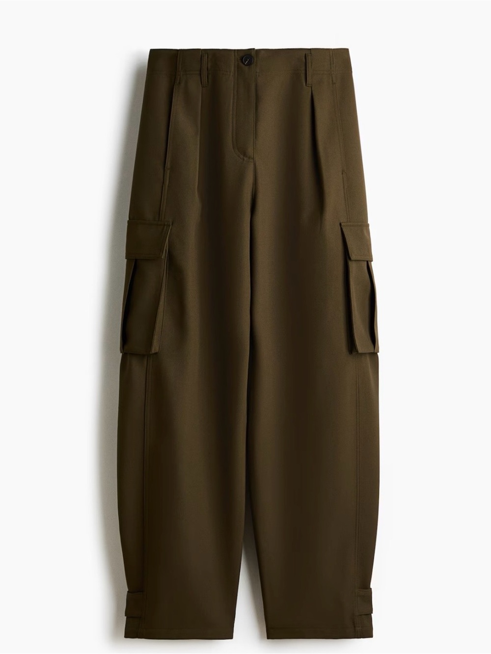 Olive Cargo Barrel Cut High Rise with Side Flap Pockets BNWT